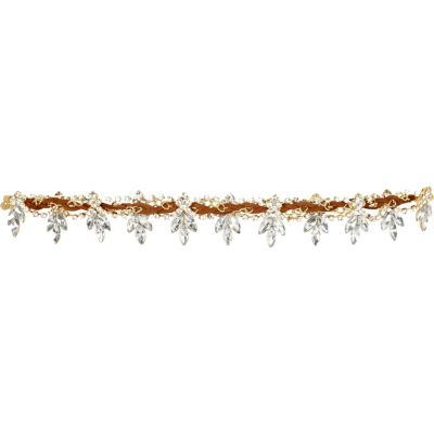 Brown diamante plait belt