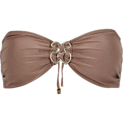 Brown Pacha metallic bandeau bikini top