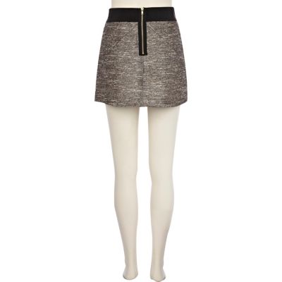 Silver tweed structured skirt