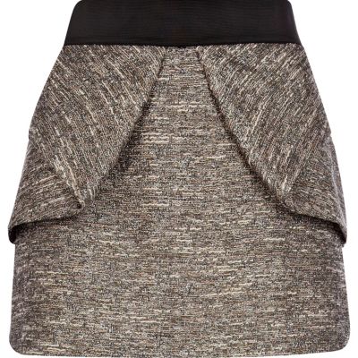 Silver tweed structured skirt