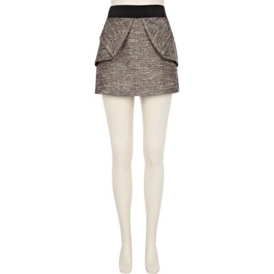 Silver tweed structured skirt
