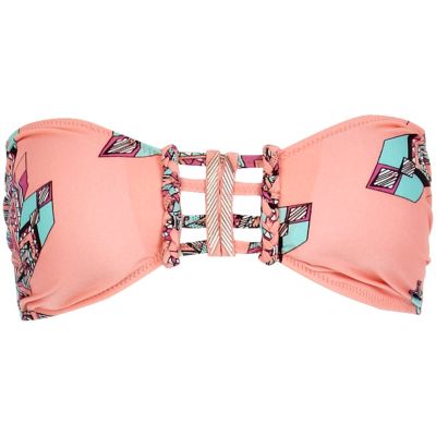 Orange Pacha printed bandeau bikini top