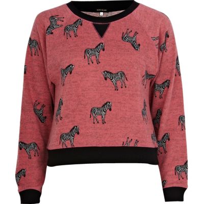 Pink zebra print sweat pyjama top