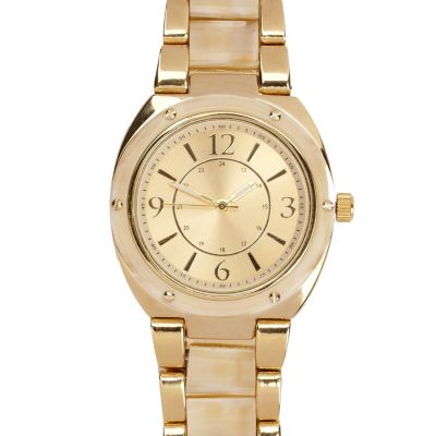 Gold tone classic bracelet watch