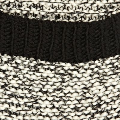 Black marl rib stitch hooded scarf