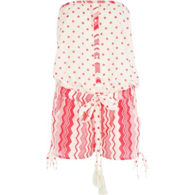 Pink and white polka dot playsuit 