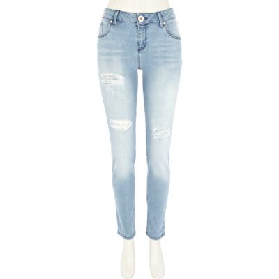 Light wash ripped Olive superskinny jeans