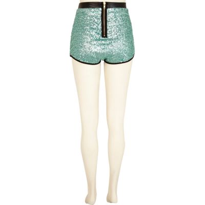 Turquoise sequin knicker shorts