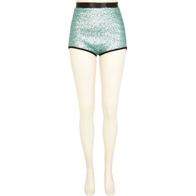 Turquoise sequin knicker shorts