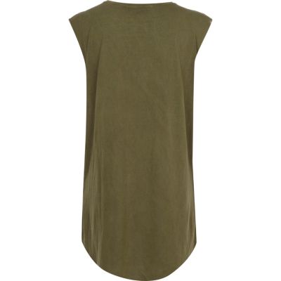 Khaki USA print overdyed tank top