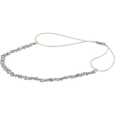 Silver tone diamante stretch headband