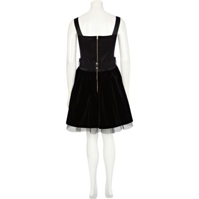 Black embellished velvet prom dress