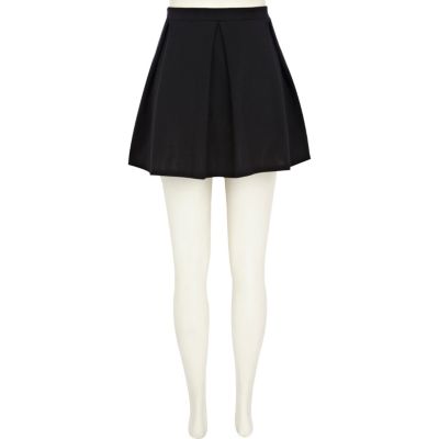 Black box pleat mini skater skirt
