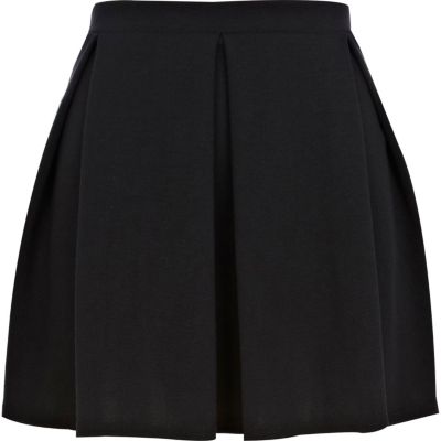 Black box pleat mini skater skirt