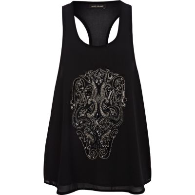 Black embellished skull vest