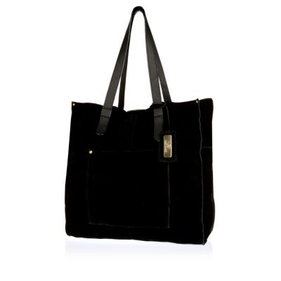 Black suede shopper bag 