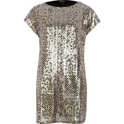 Gold and silver sequin dress