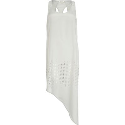 Grey perforated asymmetric dress