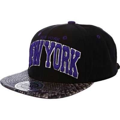 Dark purple and black NY print trucker hat
