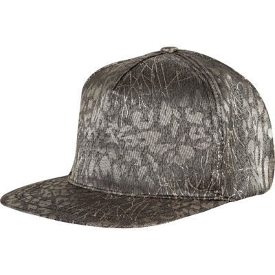Grey foil leopard print trucker hat