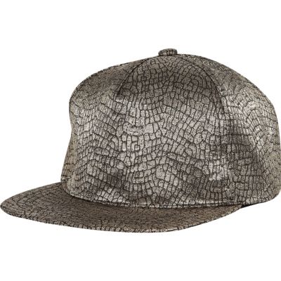 Grey foil snakeskin trucker hat