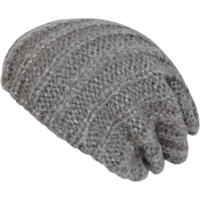 Grey rib beanie hat