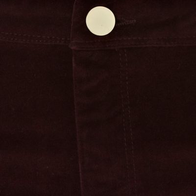 Red corduroy high waisted shorts