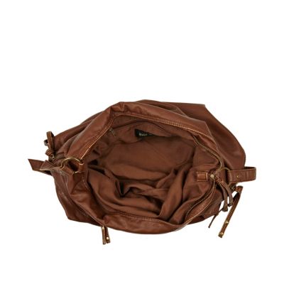 Brown zip oversized messenger bag