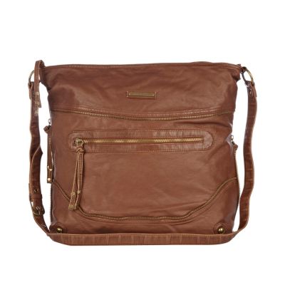Brown zip oversized messenger bag