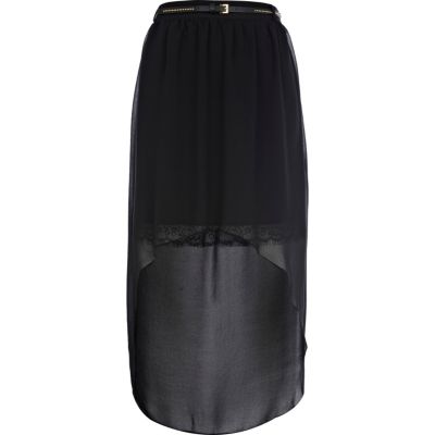 Black dip hem petticoat skirt