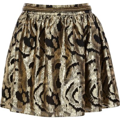 Gold organza skater skirt