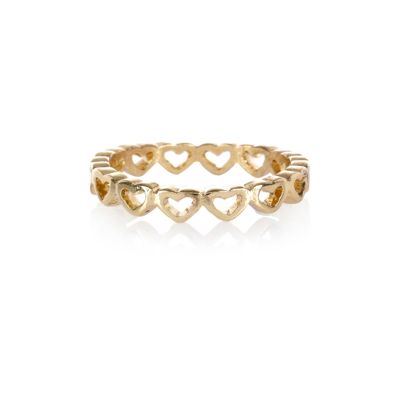 Gold tone heart ring