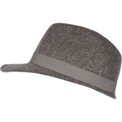 Grey marl felt peak trilby hat 