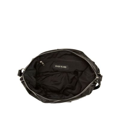 Black zip washed messenger bag