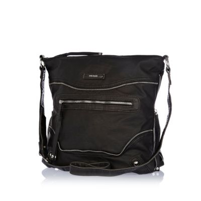 Black zip washed messenger bag