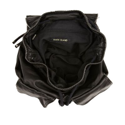 Black zip washed rucksack