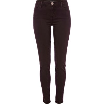 Dark red super skinny trousers