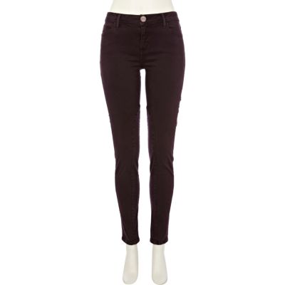 Dark red super skinny trousers