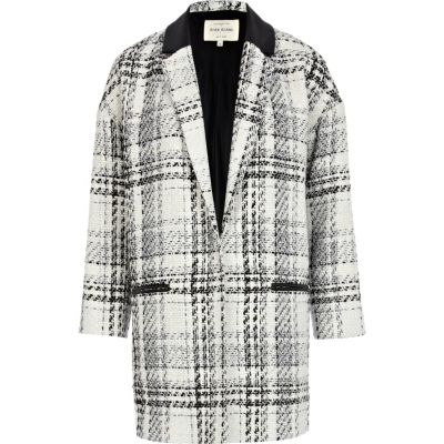 White check boyfriend coat