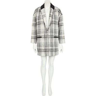 White check boyfriend coat