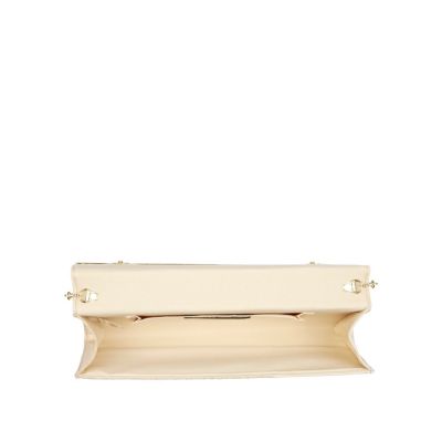 Cream colour block clutch bag