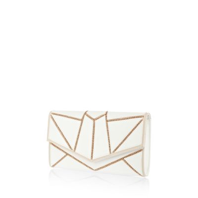 White geometric chain clutch bag