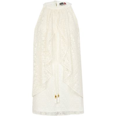 Cream Chelsea Girl lace frill front dress