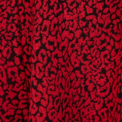 Red leopard print mini skater skirt