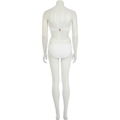 White textured zip bikini bottoms