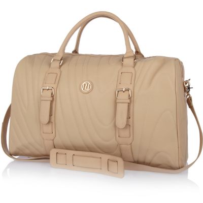 Cream quilted weekend bag