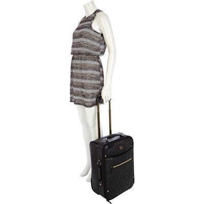Black quilted wheelie suitcase