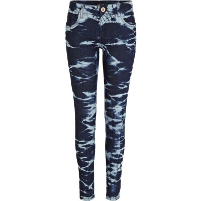 Dark wash tie dye Amelie superskinny jeans