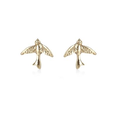 Gold tone bird stud earrings