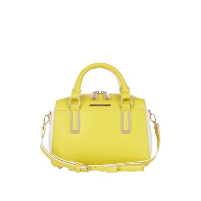 Yellow smooth mini box bowler bag